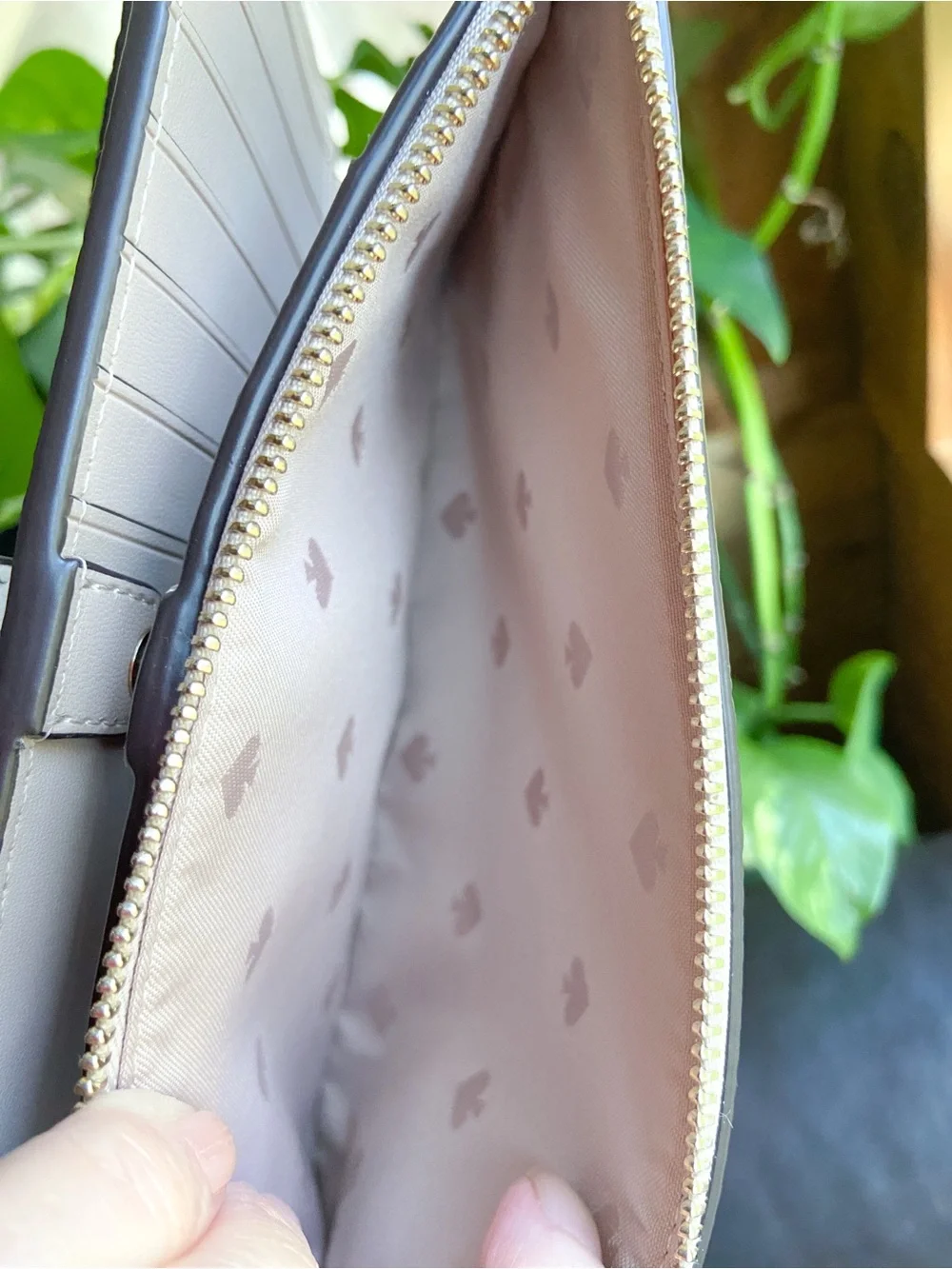 kate spade Two-Tone Pebbled Leather Wallet — Blush Pink & Cream Vanilla Girl